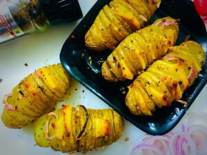 Butter Garlic Herbed Hassel back Potatoes