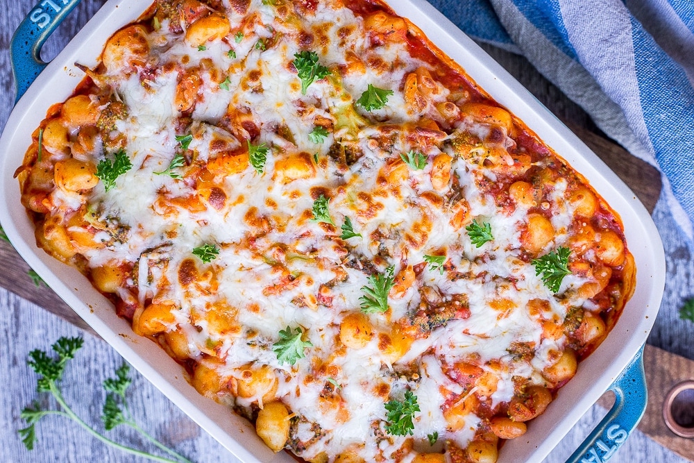 5 INGREDIENT GNOCCHI, BROCCOLI AND WHITE BEAN BAKE